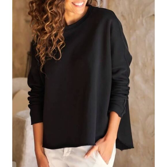 Frank&Eileen Anna Long-Sleeve Capelet triple fleece in Black sz Small - Picture 1 of 5